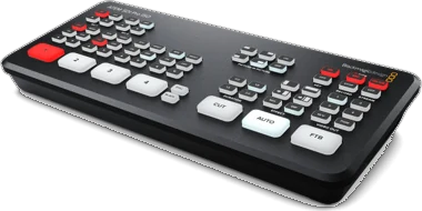 The ATEM SDI Pro ISO: a compact desktop switcher with a row of large input buttons and Cut, Auto and Fade to Black keys.